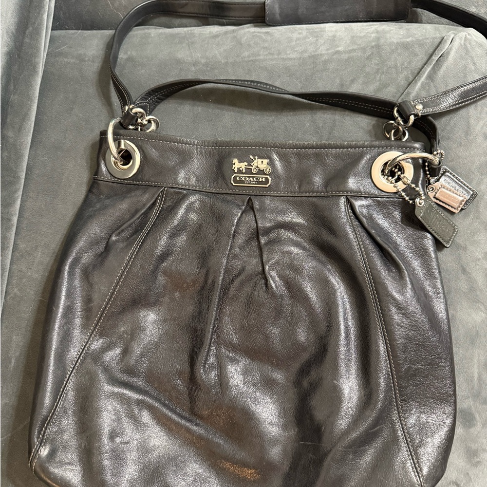 Coach Black Leather Madison Hippie Handbag